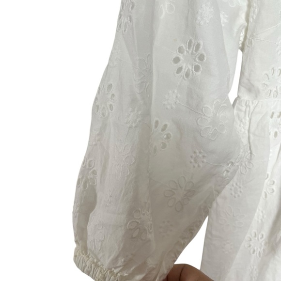 BP. Puff Sleeve Eyelet Babydoll Minidress - White Blanc - Picture 6 of 11